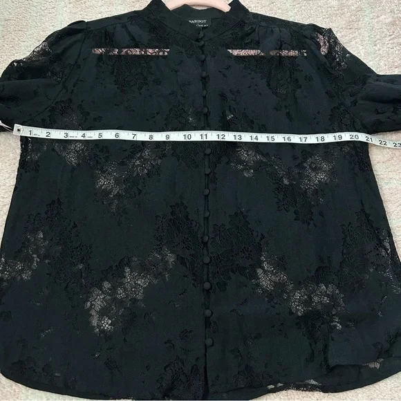 NWT Bardot Eliza Black Lace Button-Up Blouse Victorian Goth Size Small US4 - Picture 6 of 9